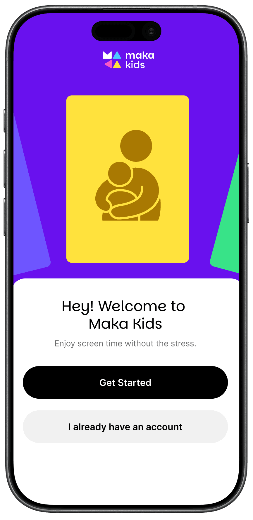 Maka Kids welcome screen on iPhone